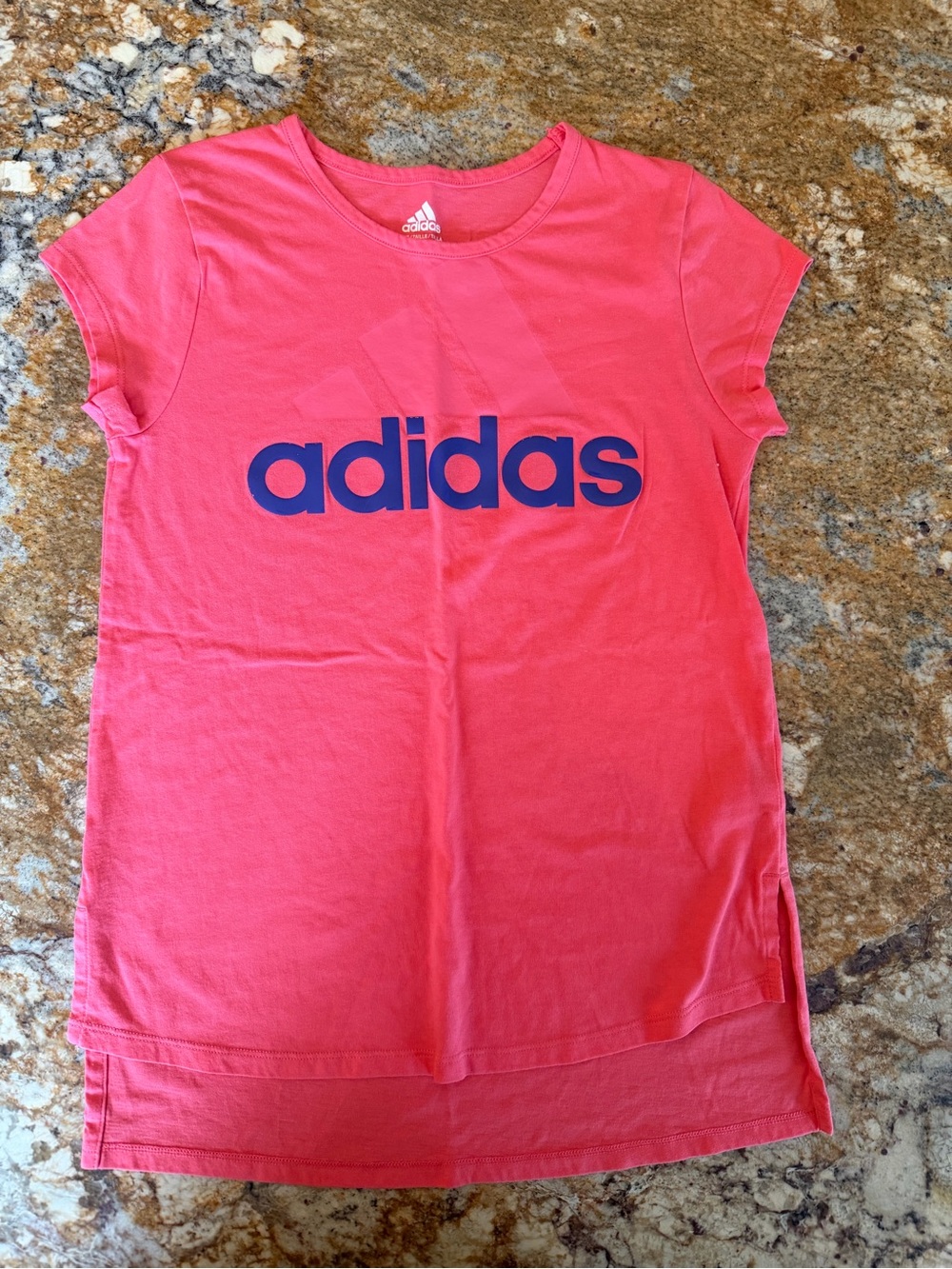 Adidas Girls' Pink Logo Tee - Coral Pink